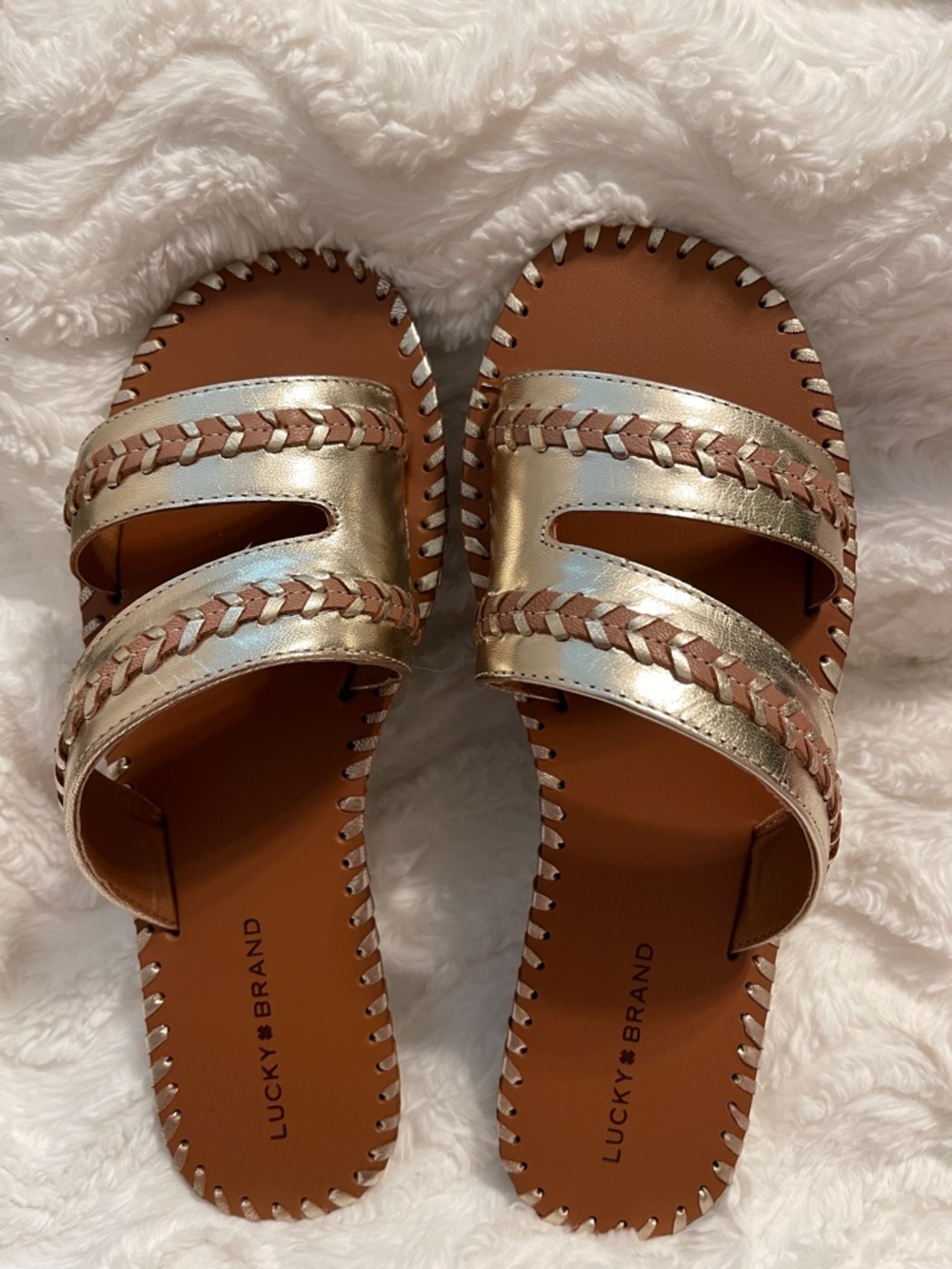 NIB Lucky Brand Zanora Leather Flat Sandals